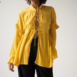 SOLD 100% Cotton Yellow Cover Up Shirt